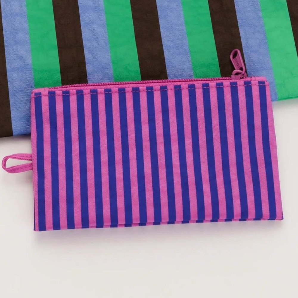 NWOT Baggu Go Pouch Small - Blue Pink Stripe (Vacation Stripe Mix) - Picture 5 of 7